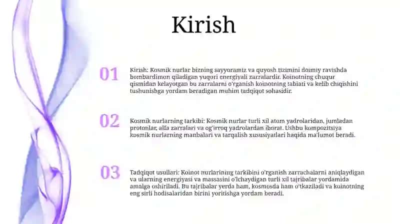 Kosmik Nurlar Tarkibini O'Rganish 2