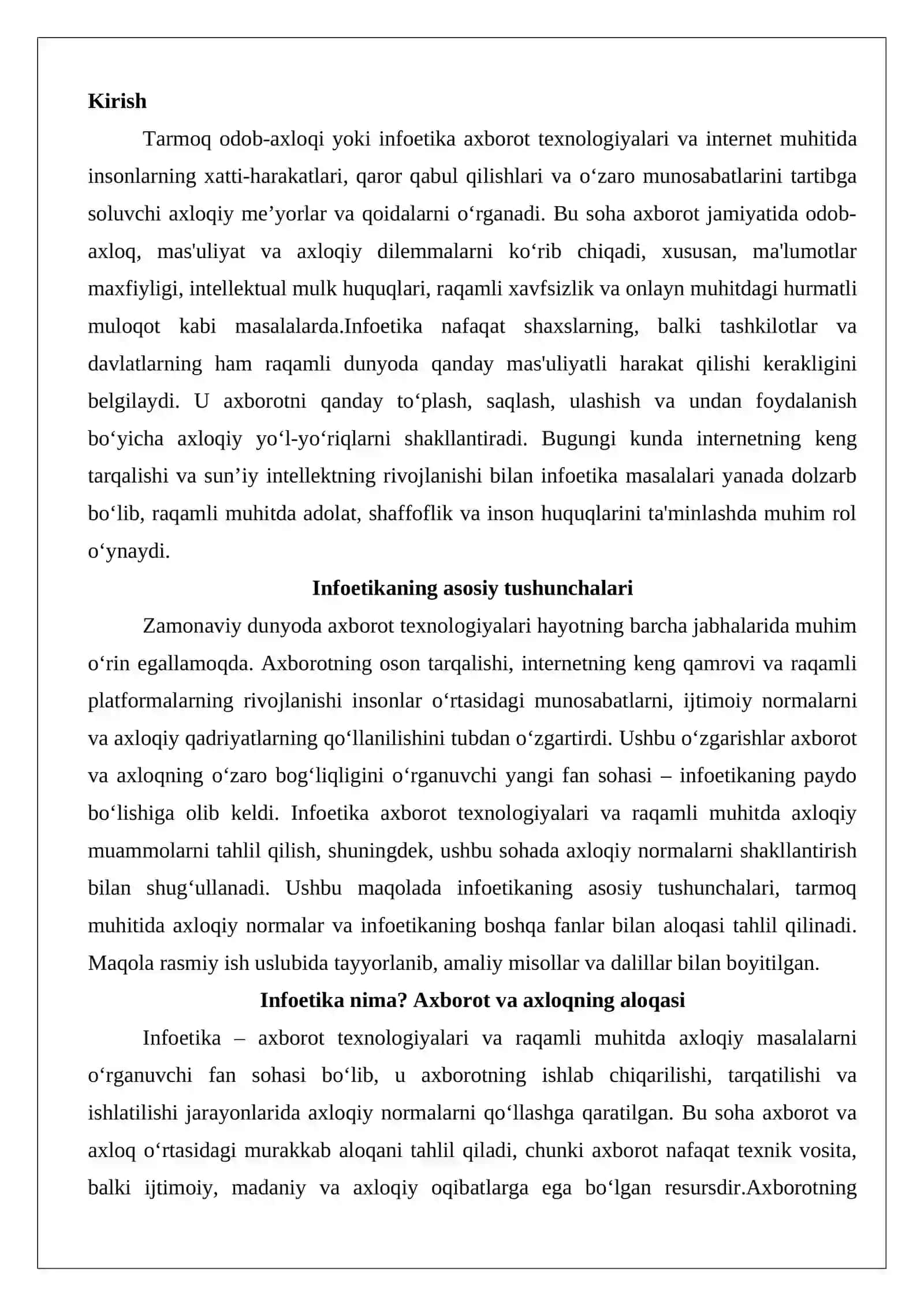 Tarmoq odob axloqi (Infoetika) 2