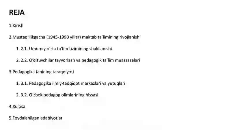 Mustaqillikgacha (1945-1990) bo’lgan yillarda O’zbekistonda maktab va pedagogika fanining taraqqiyoti 2