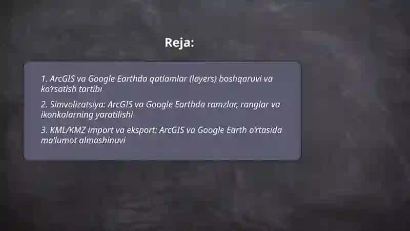 ArcGIS va Google Earth dasturlarining vizualizatsiyasi 2