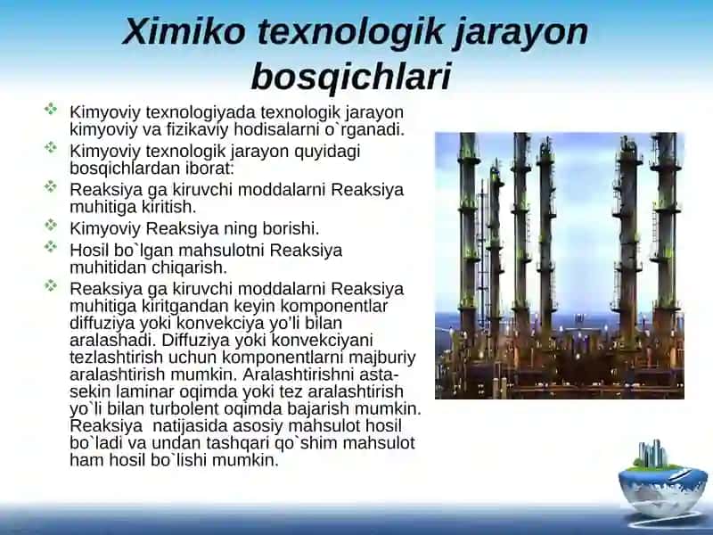 Kimyoviy texnologik jarayonlar haqida tushuncha 2