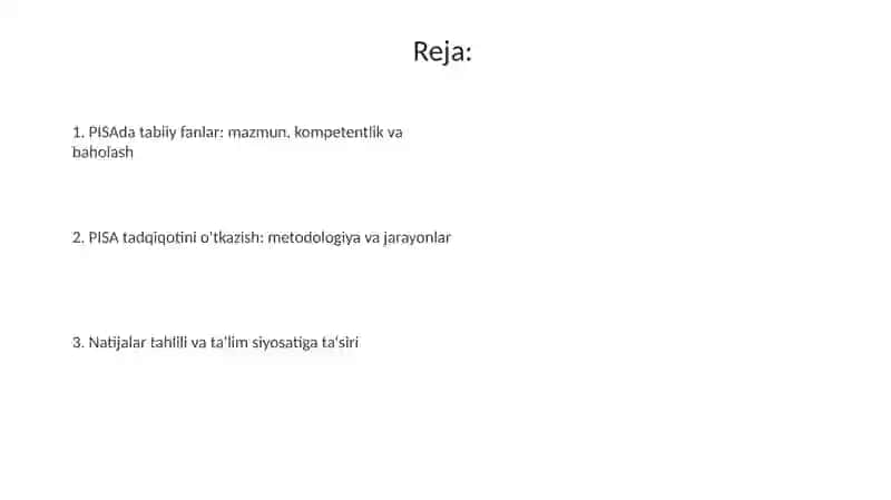 PISAda tabiiy fanlarga oid mazmun sohalari 2