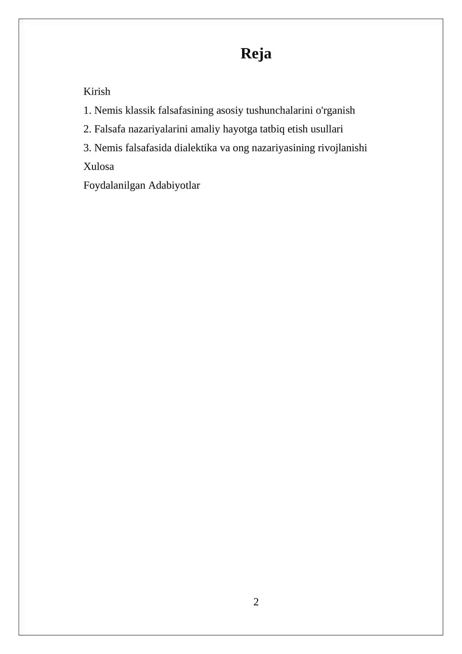 Nemis klassik falsafasi REFERAT 2
