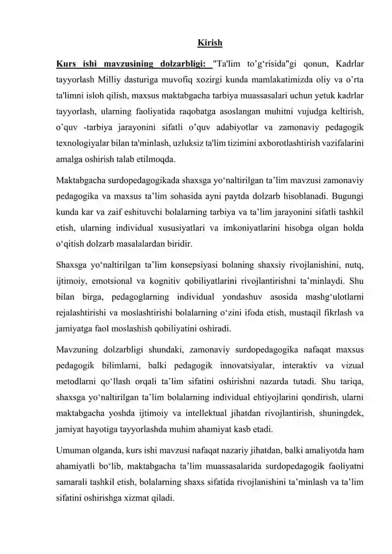 Maktabgacha surdopedagogikada shaxsga yo‘naltirilgan ta’lim nazariyasi 2