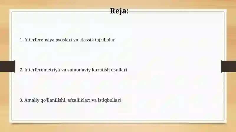 Yoruğlik interferensiyasini kuzatish usullari 2