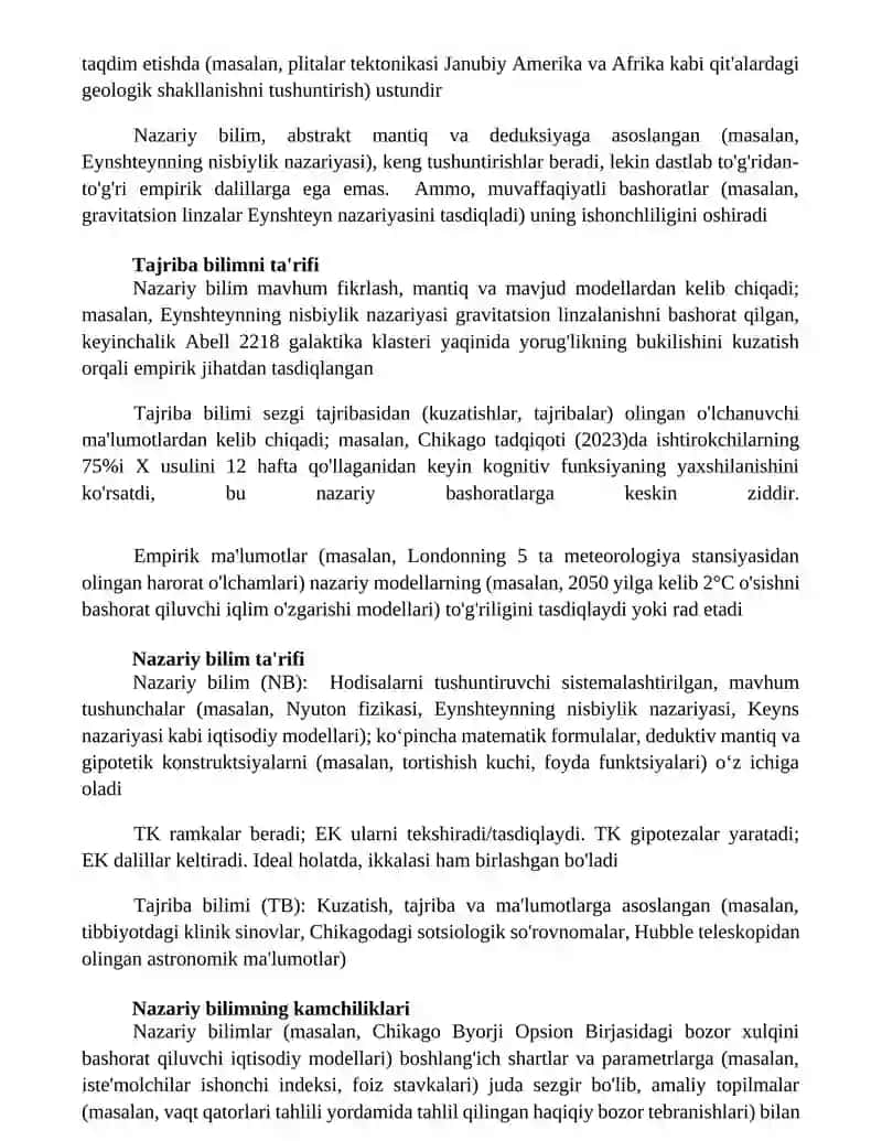 Enterik va nazariy bilishni qiyoslash 2