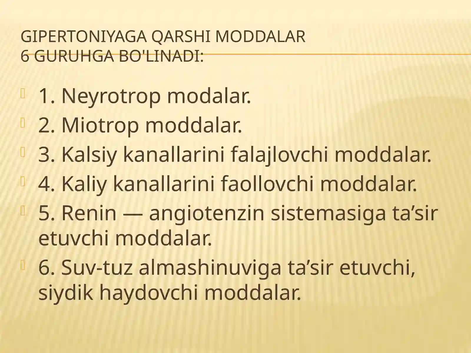 Gipertoniya Gipotoniyaga qarshi moddalar 2