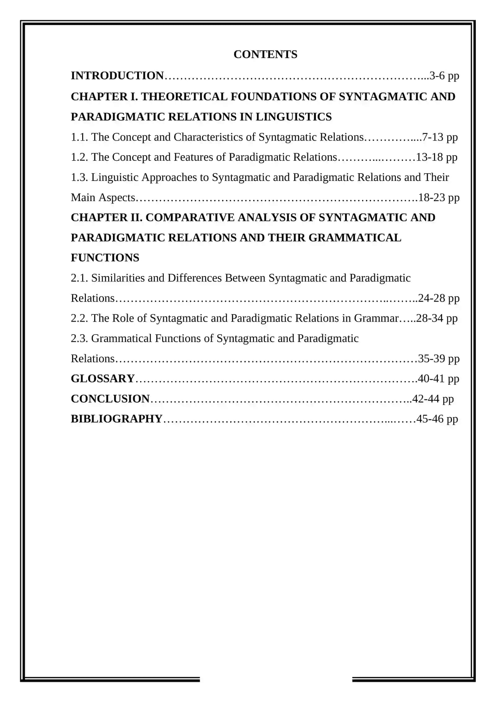 Comparative analysis of syntagmatic and paradigmatic relations in language structure and their role in grammar 2