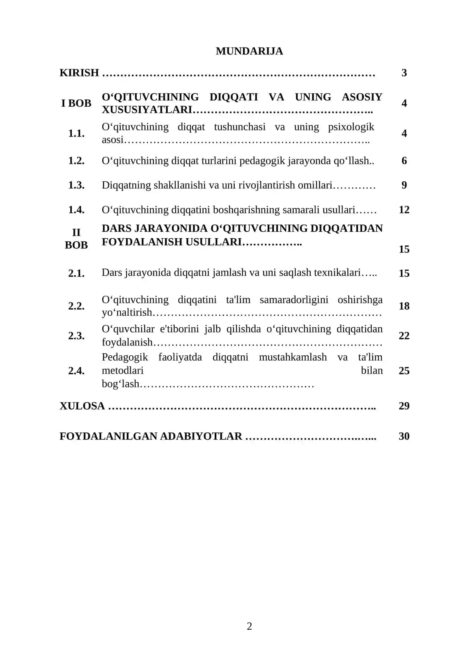 OʻQITUVCHINING DIQQATI VA DARS JARAYONIDA UNDAN FOYDALANISH USULLARI 2