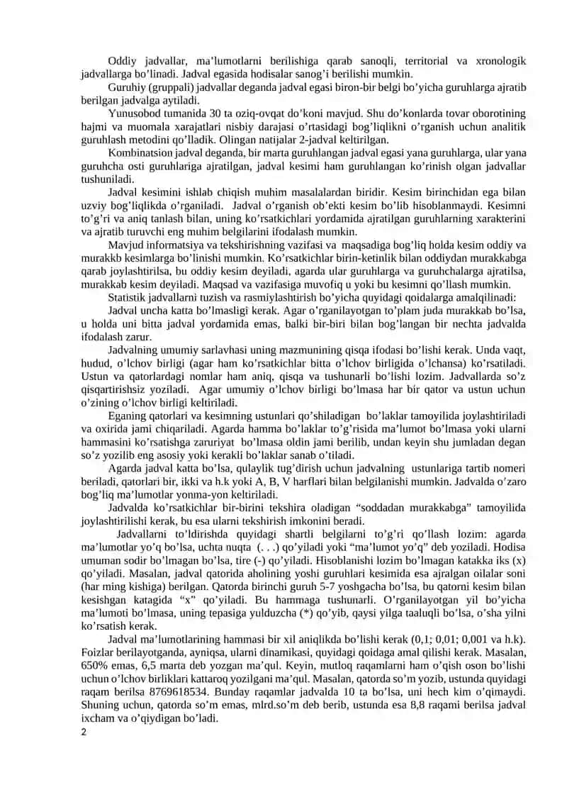 STATISTIK MA’LUMOTLARNI JADVAL VA GRAFIKLARDA TASVIRLASH 2