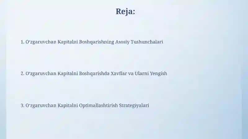 Oʻzgaruvchan Kapitalni Boshqarish 2