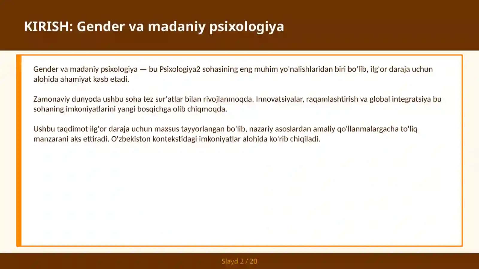GENDER VA MADANIY PSIXOLOGIYA 2