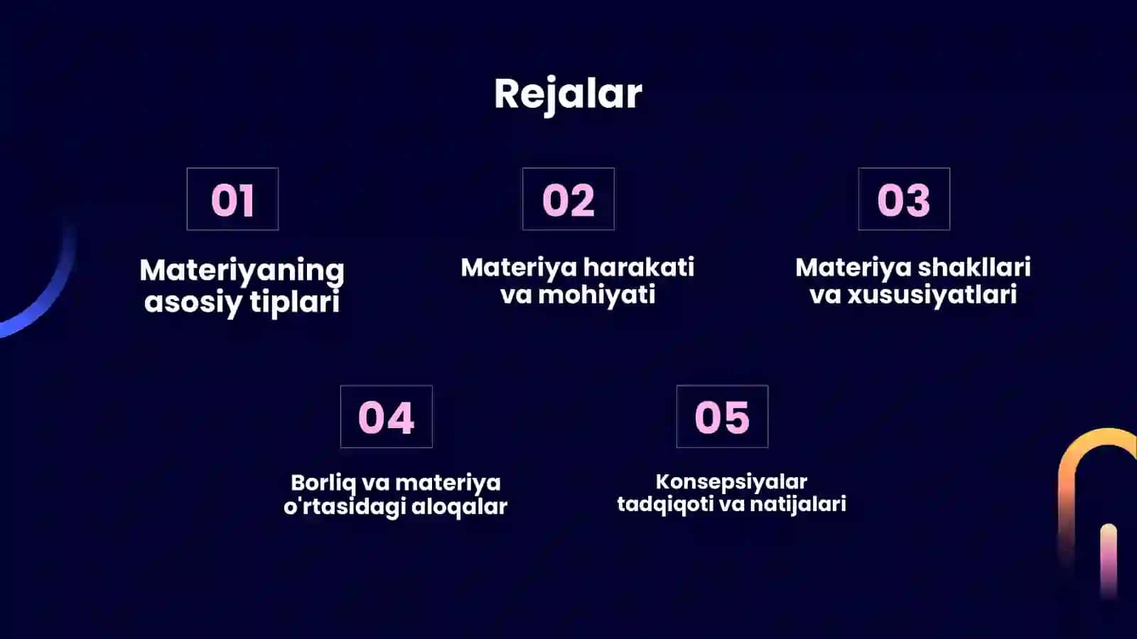 Materiyaga oid konsepsiyalar tasnifi 2