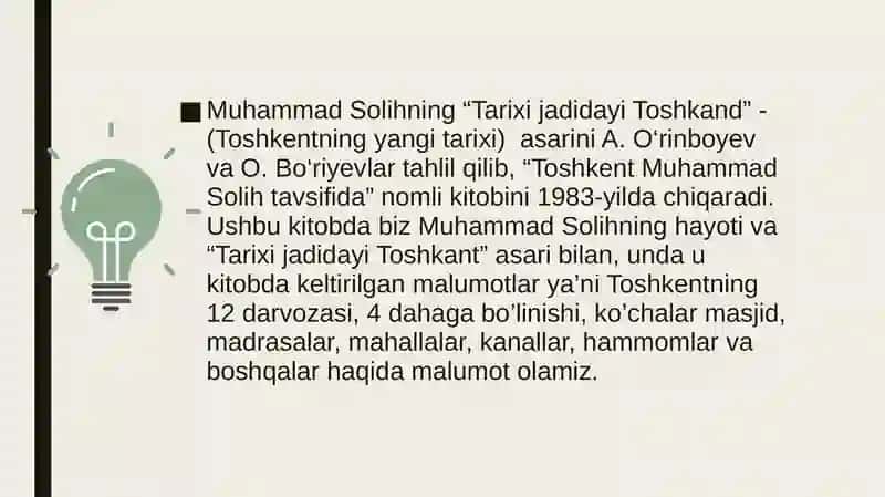 Toshkent Muhammadsolih tavsifida 2