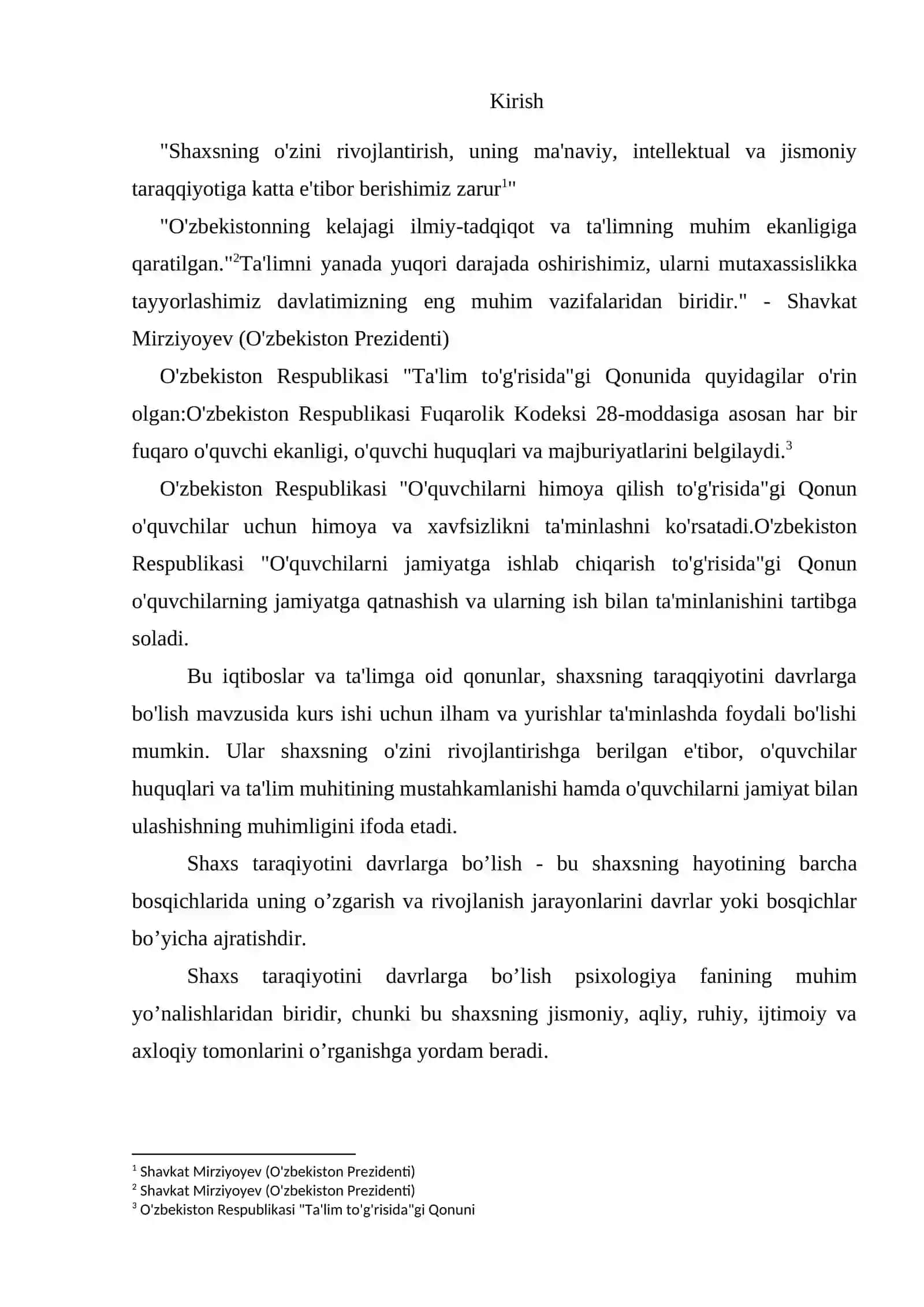 SHAXS TARAQQIYOTINI DAVRLARGA BÔLISH 2