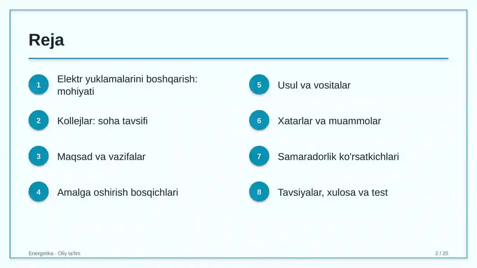 Kollejlarda elektr yuklamalarini boshqarish 2