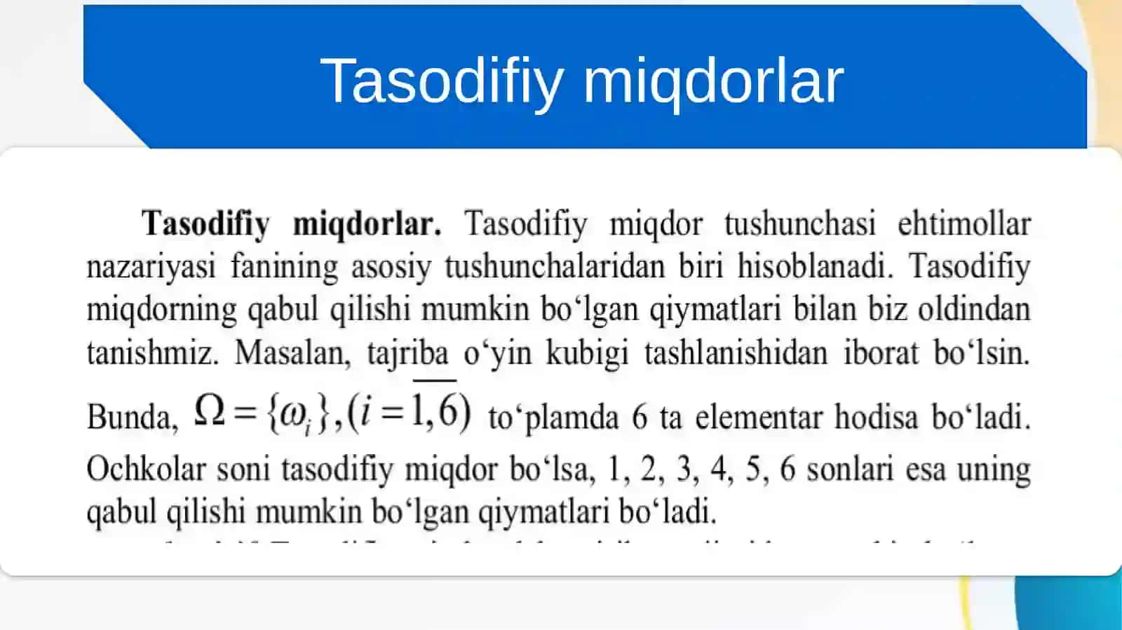Diskret tasodifiy miqdorlar 2