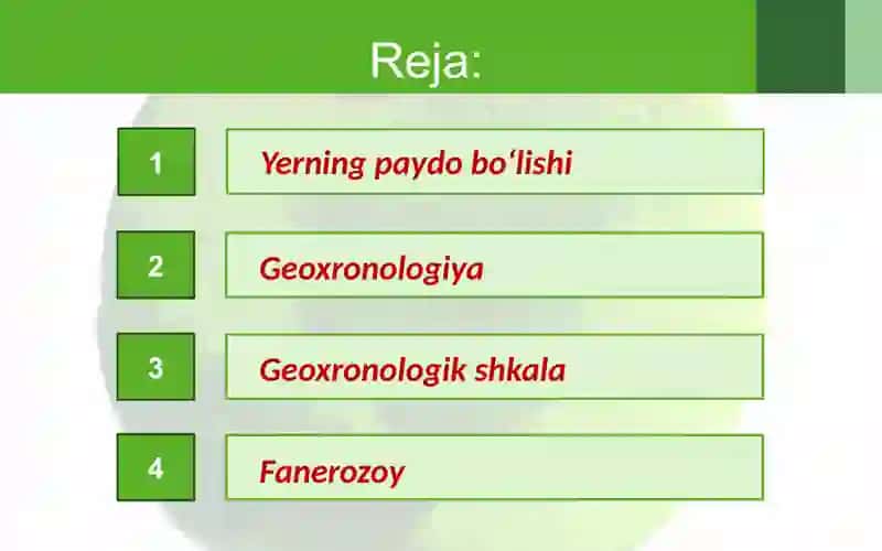 Yer yuzi tabiatining rivojlanish tarixi. 2