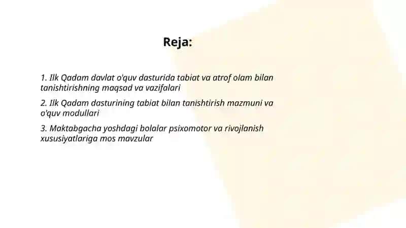 Ilk Qadam davlat òquv dasturi 2