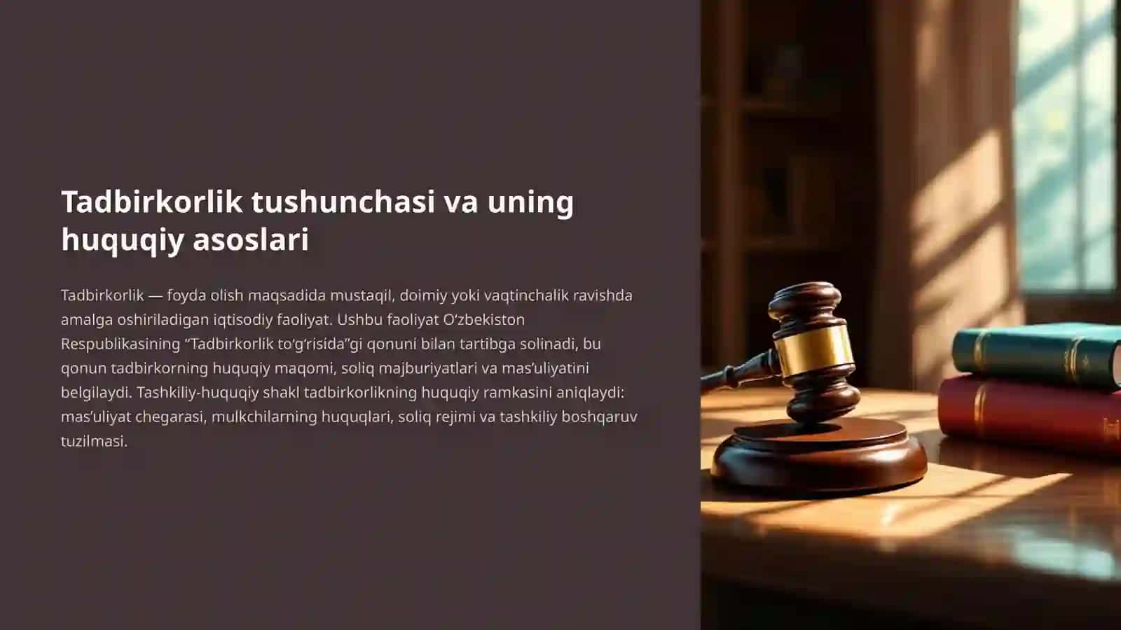 Tadbirkorlikning tashkiliy-huquqiy shakllari mavzusida tayyor taqdimot 2