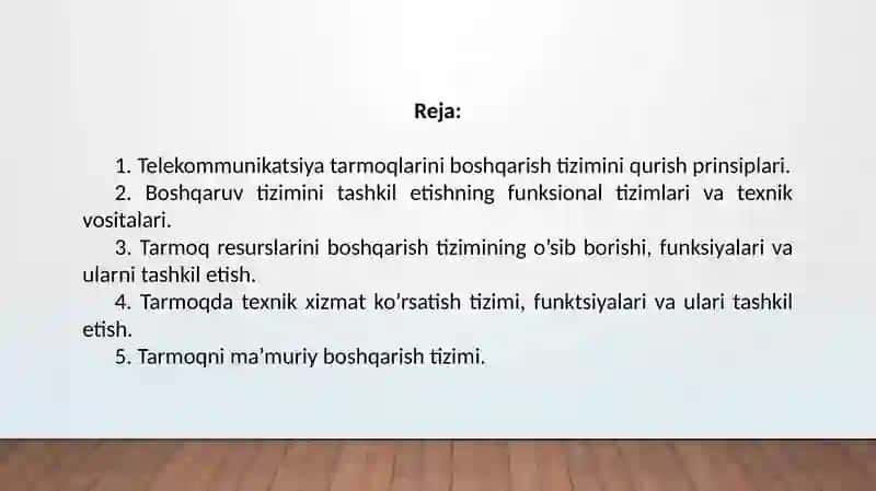 Telekommunikatsiya tarmoqlarini boshqarish 2