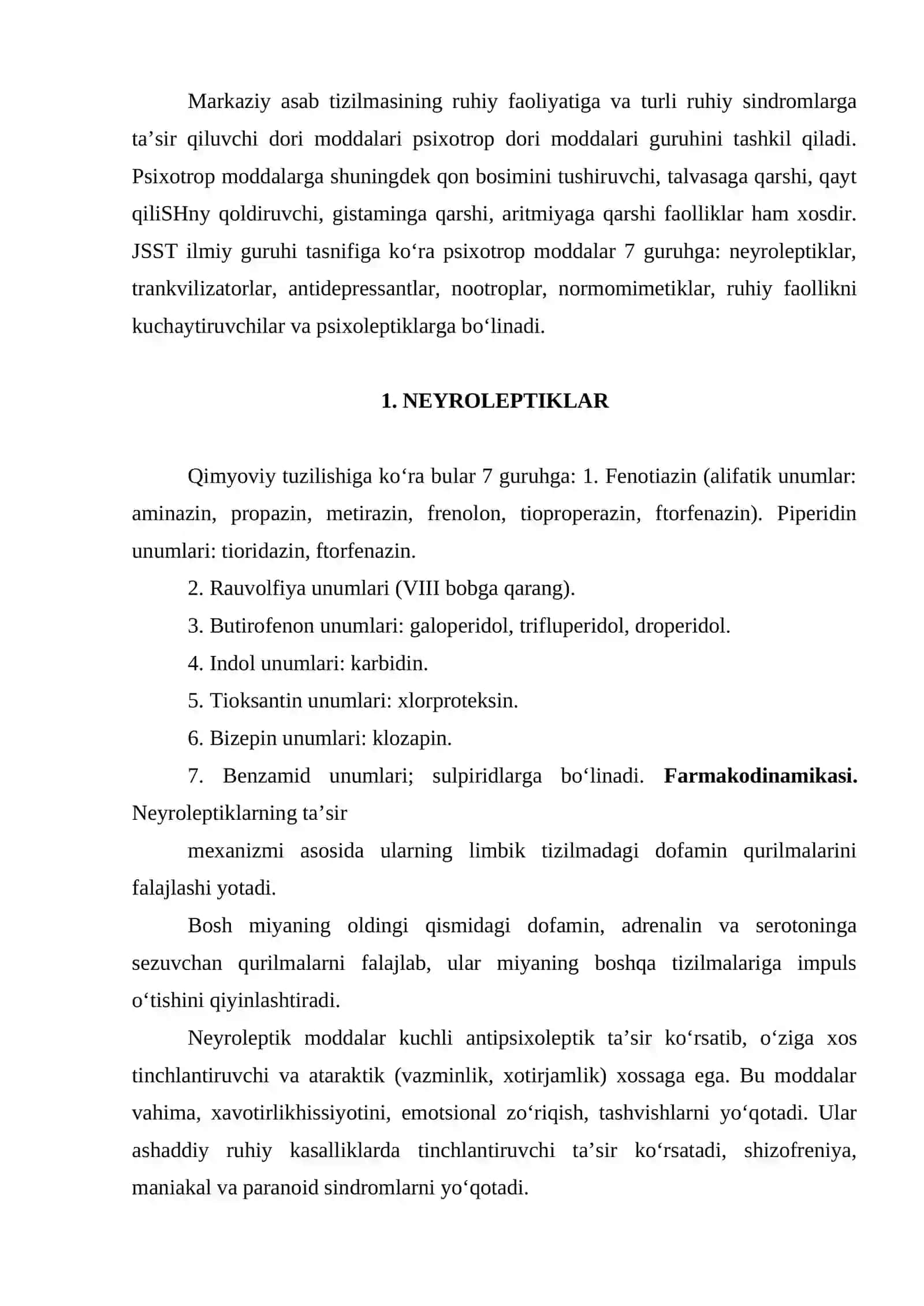 Psixotrop dori vositalarining klinik va farmakologik tavsifi 2