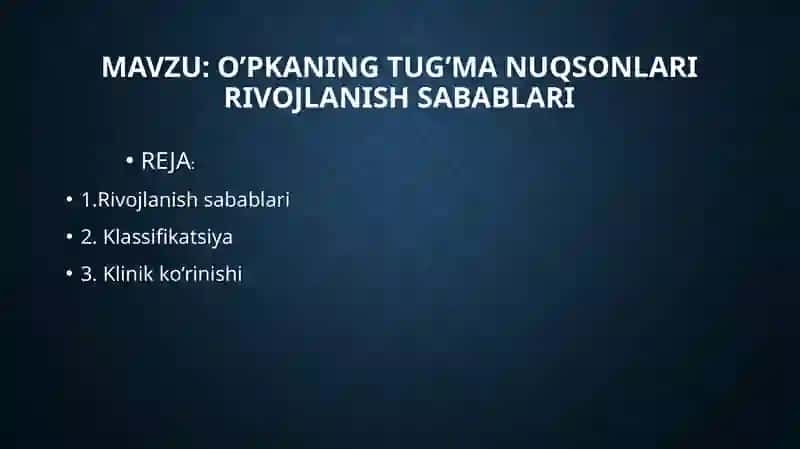 O'pkaning tug'man uqsonlari va rivojanish sabablari 2