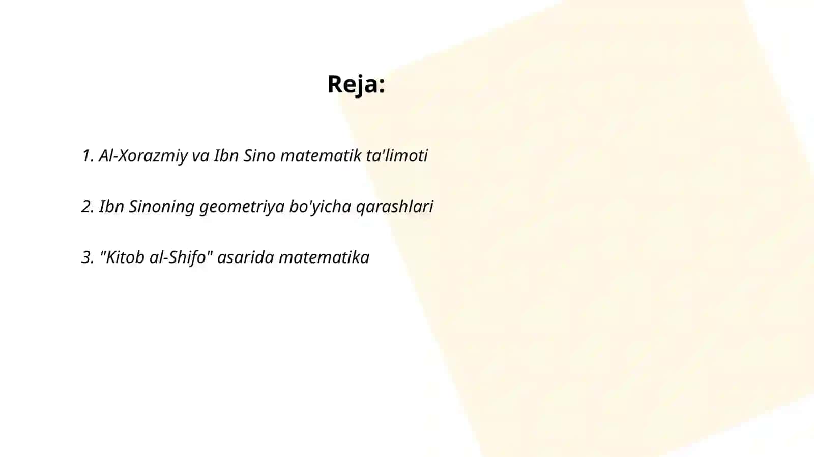 Abu Ali ibn Sinoning matematikaga qo'shgan hissasi 2