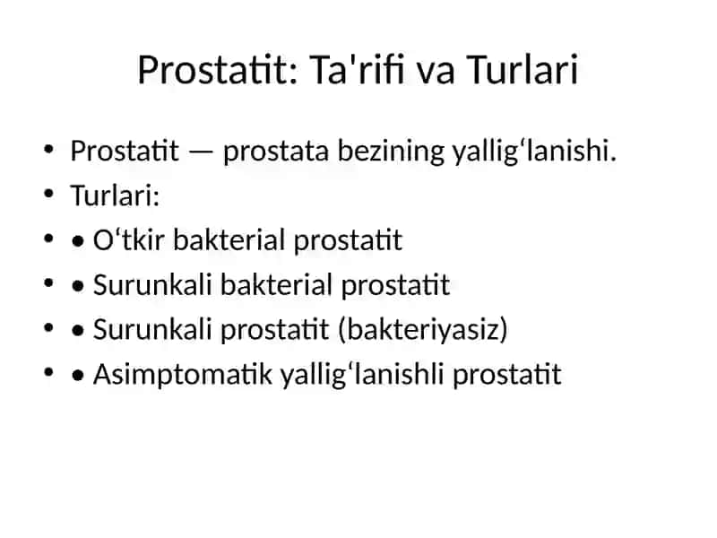 Prostatit. Uretrit, Orxit va Epididimit 2