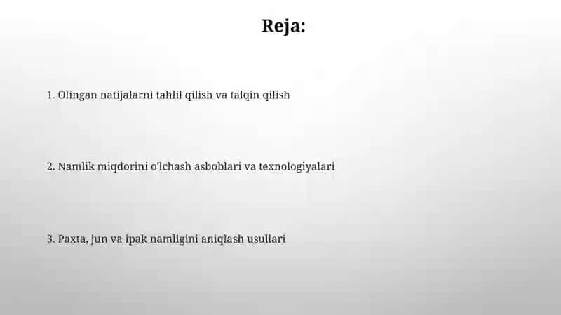Tola, momiq va chigitni namligini aniqlash 2