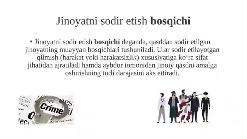 Tamom bo’lmagan jinoyatlar. 2