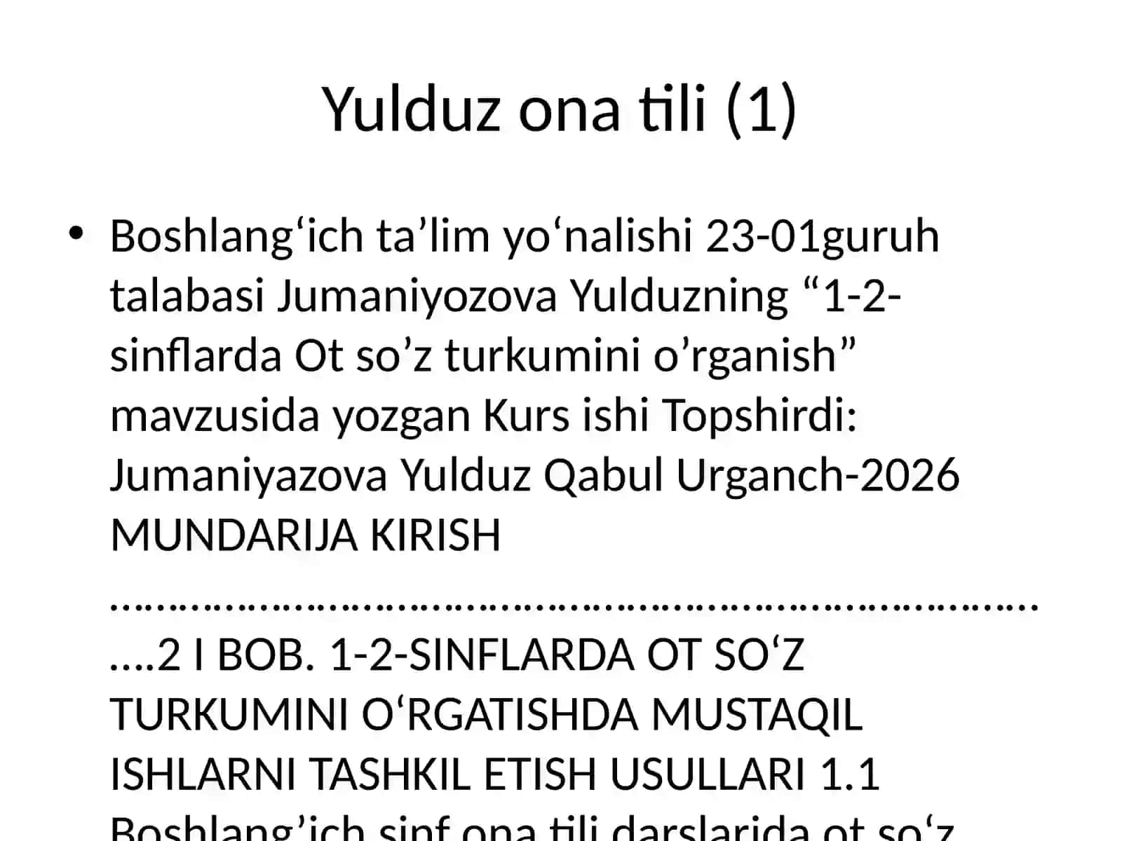 1-2-sinflarda Ot so’z turkumini o’rganish 2