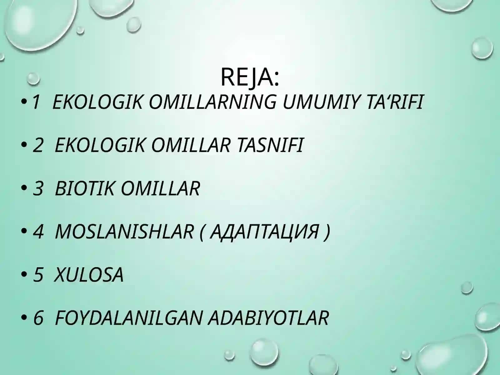 BIOTIK omillar.TIRIK ORGANIZMLARDA MOSLANISHLAR 2