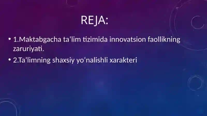 Maktabgacha ta'lim tizimining innovatsion faollik jarayoni 2
