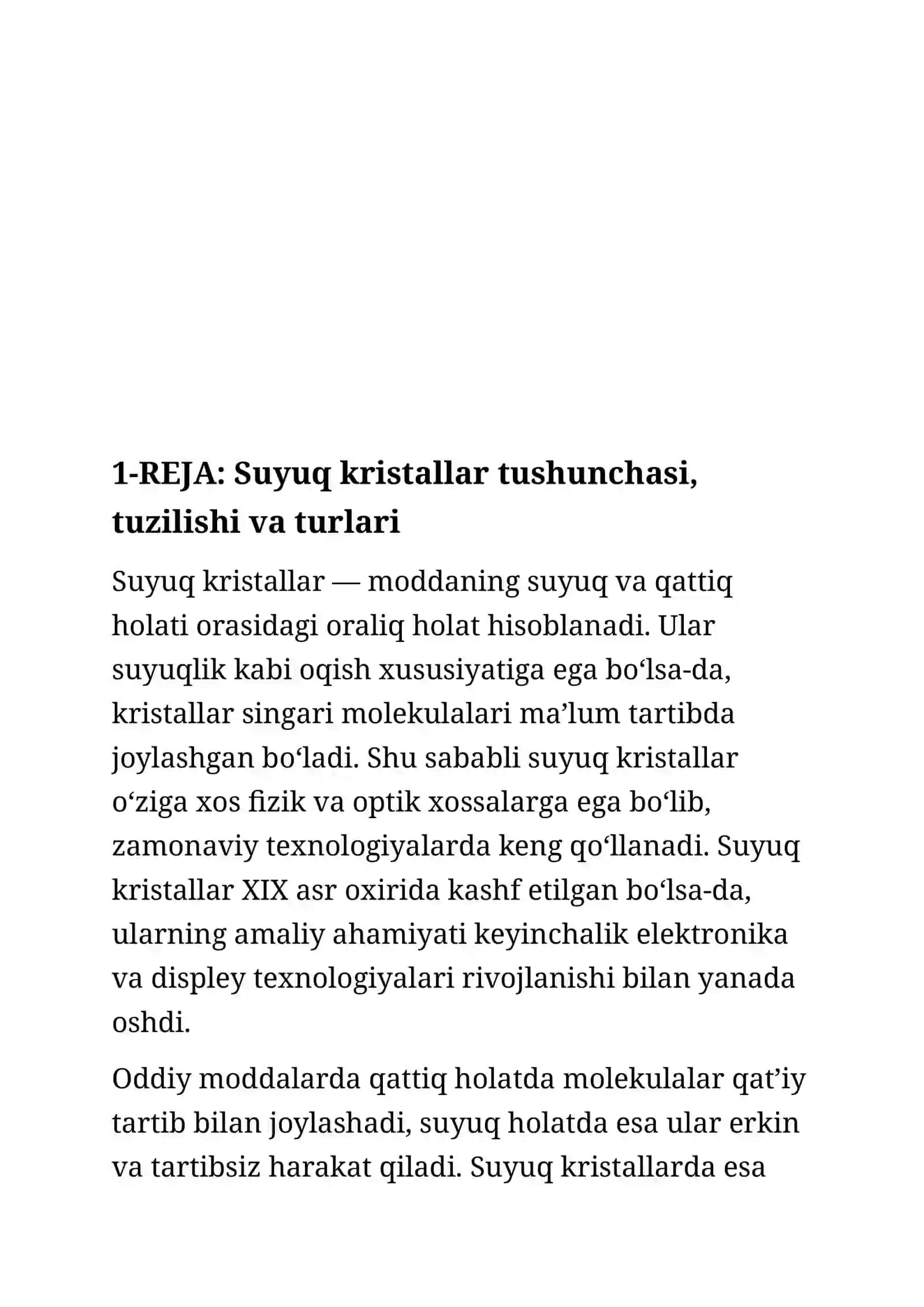 Suyuq kristallar va ularning xususiyatlari 2