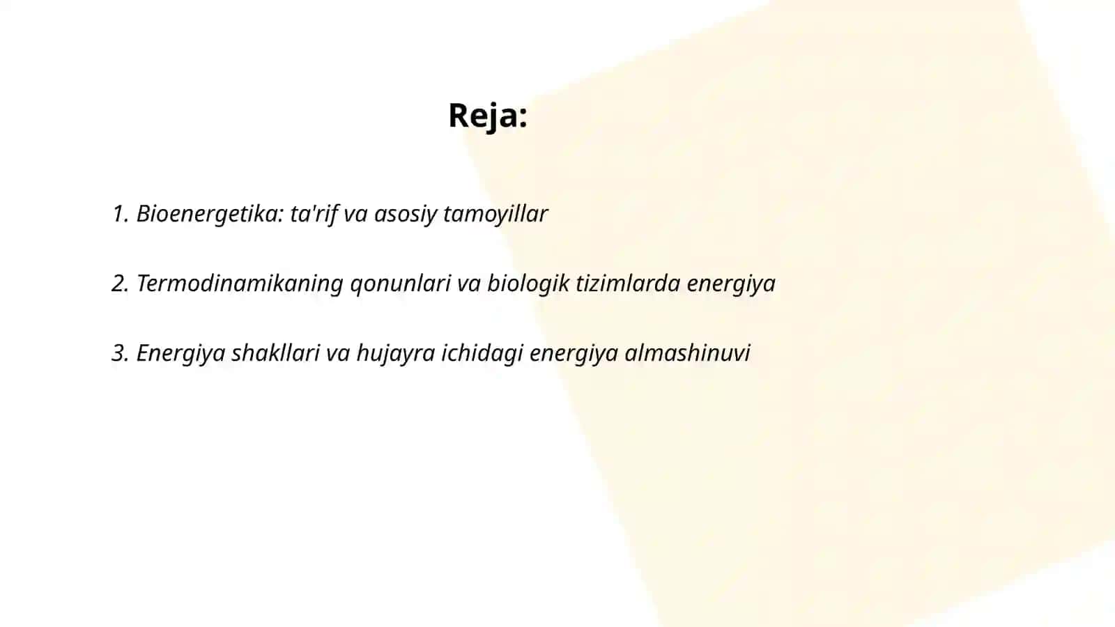 Bioenergetikaning asosiy tushunchalari 2