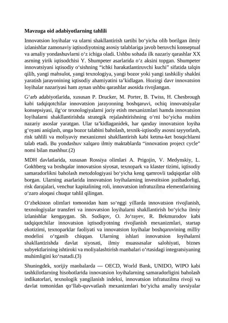 Innovatsion loyihalar va ularni shakllantirish tartibi 2