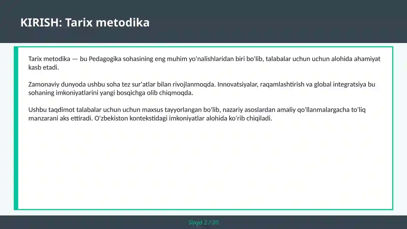 TARIX METODIKA 2