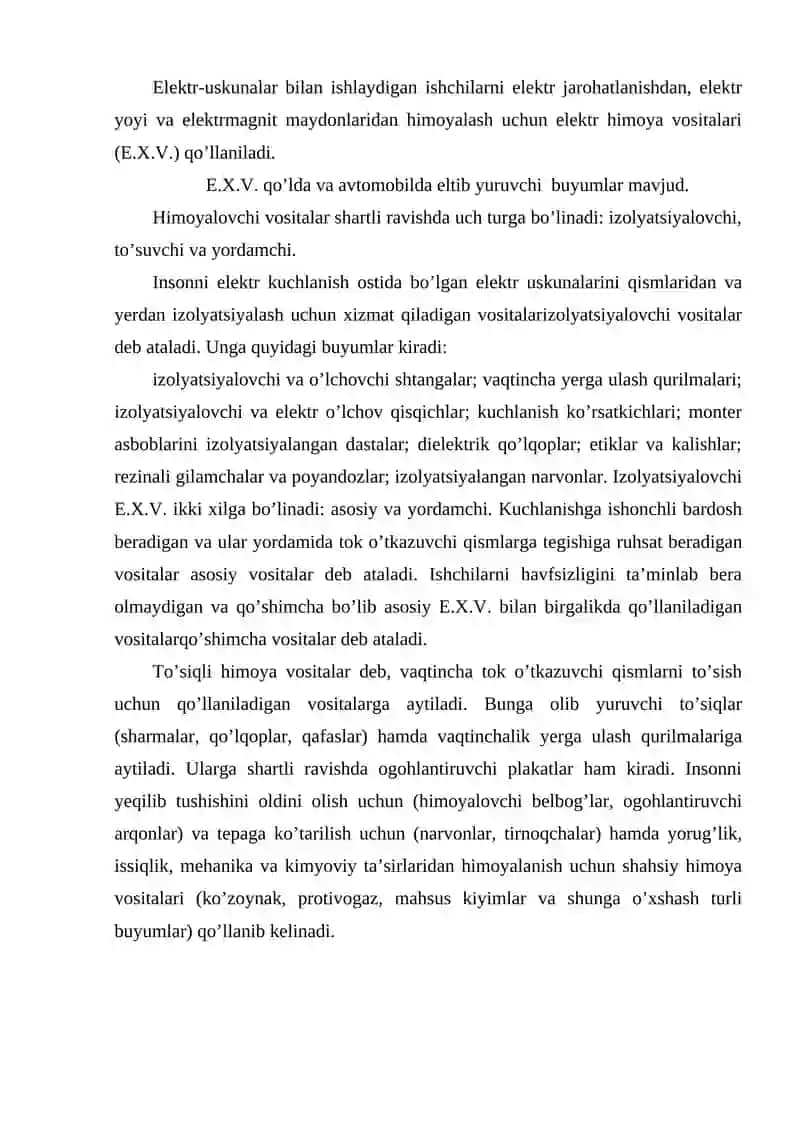 Elektr himoya vositalari (E.X.V.) 2