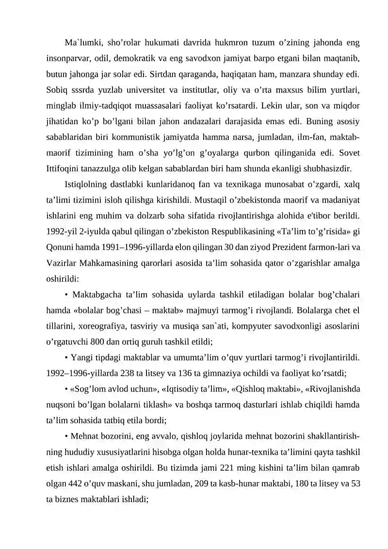 Ta'lim sohasidagi o'zgarishlar 2