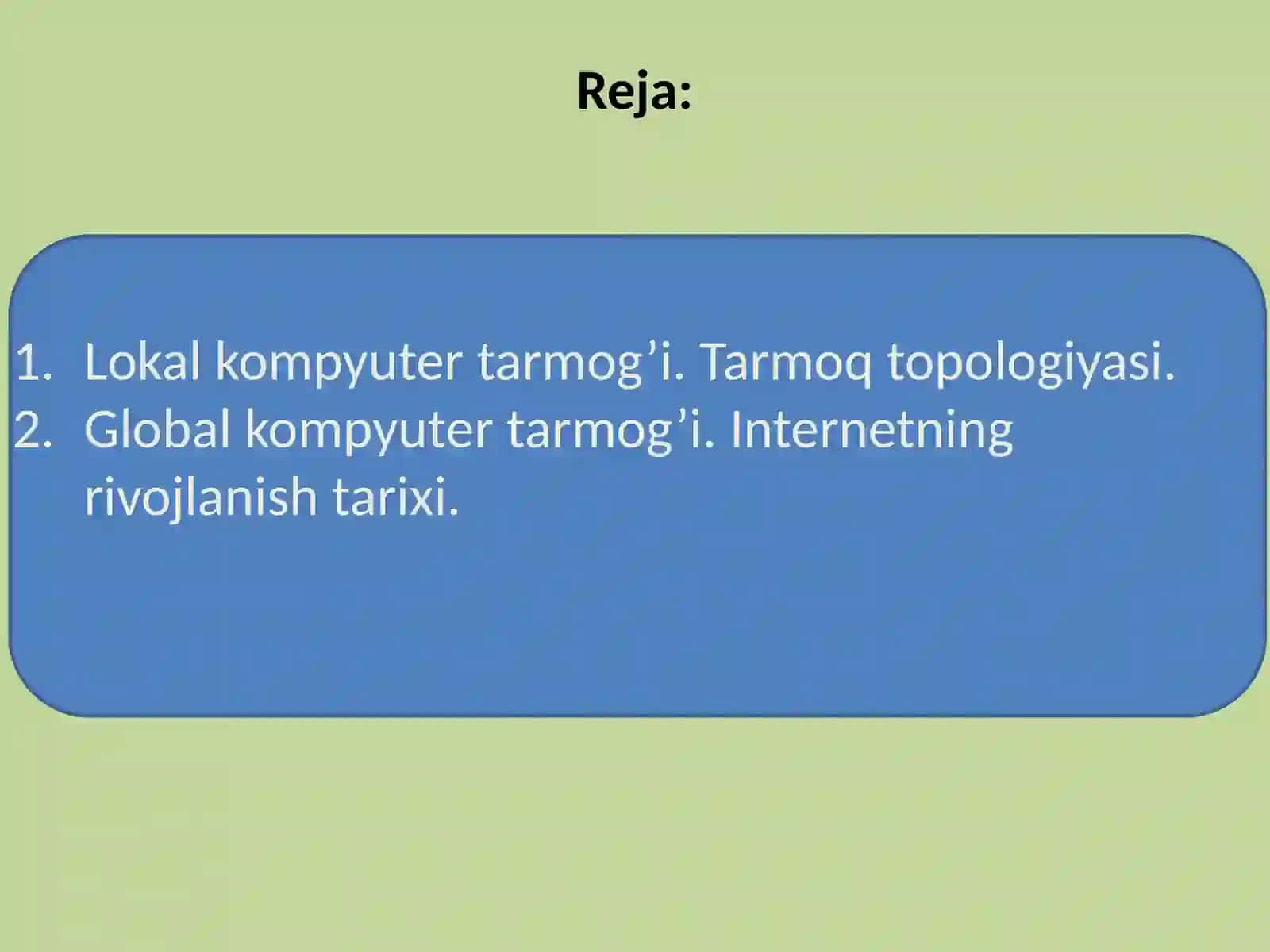 Kompyuter tarmoqlari va tarmoq texnologiyalari 2