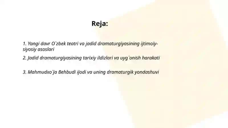 Mahmudxo`ja Behbudi ijodi va uning dramaturgik yondashuvi 2