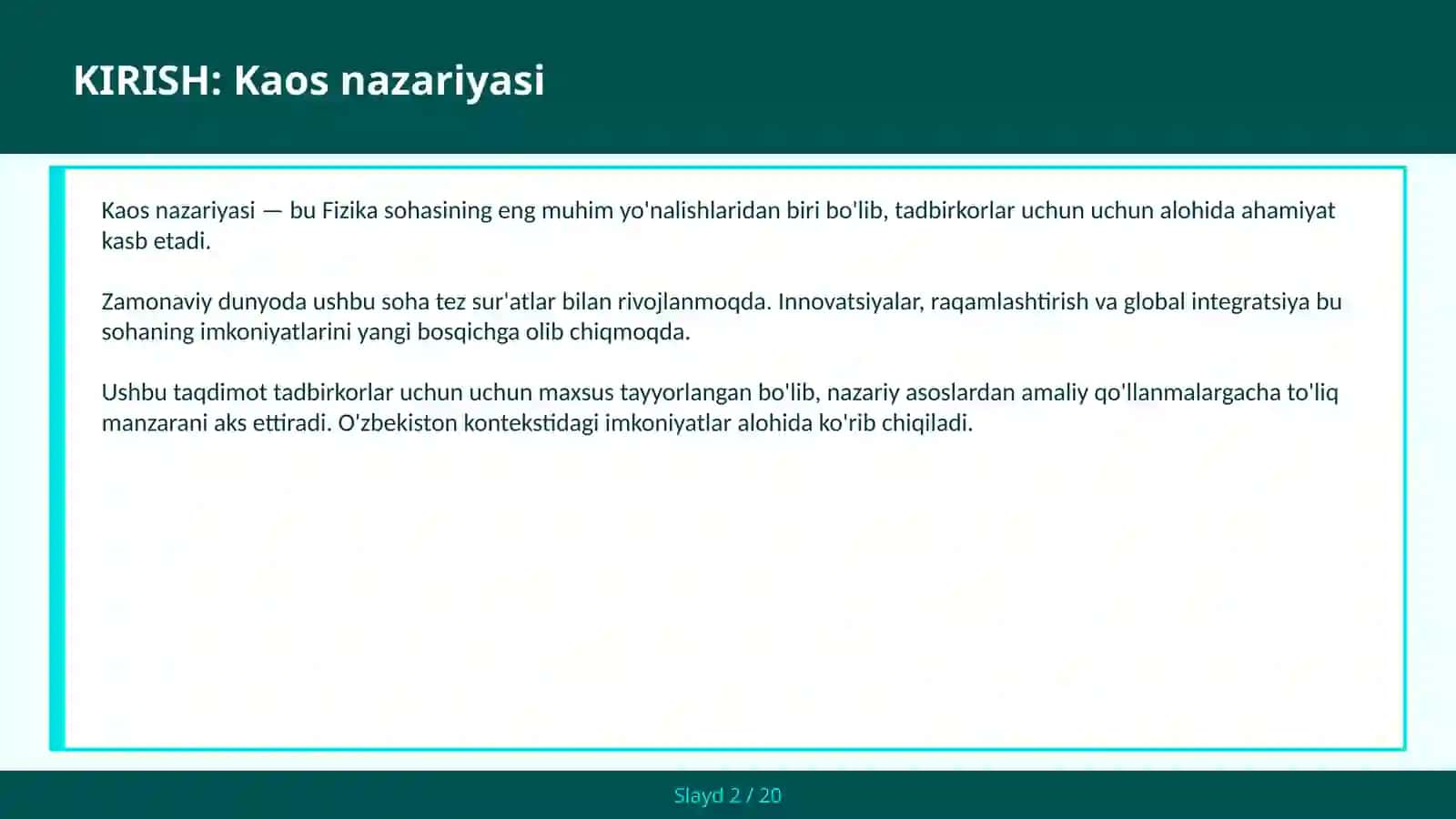KAOS NAZARIYASI 2