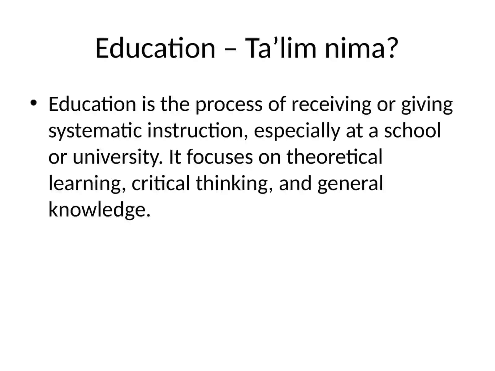 Ta’lim nima? 2