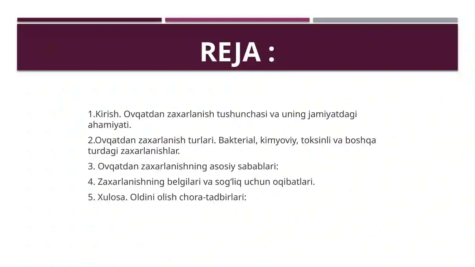 Ovqatdan Zaxarlanish Turlari 2