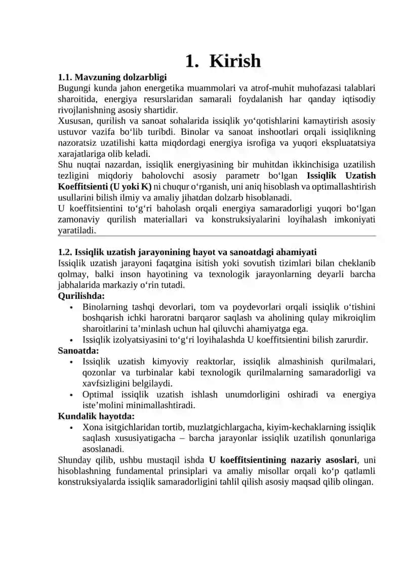Issiqlik uzatish koeffitsientini hisoblash 2