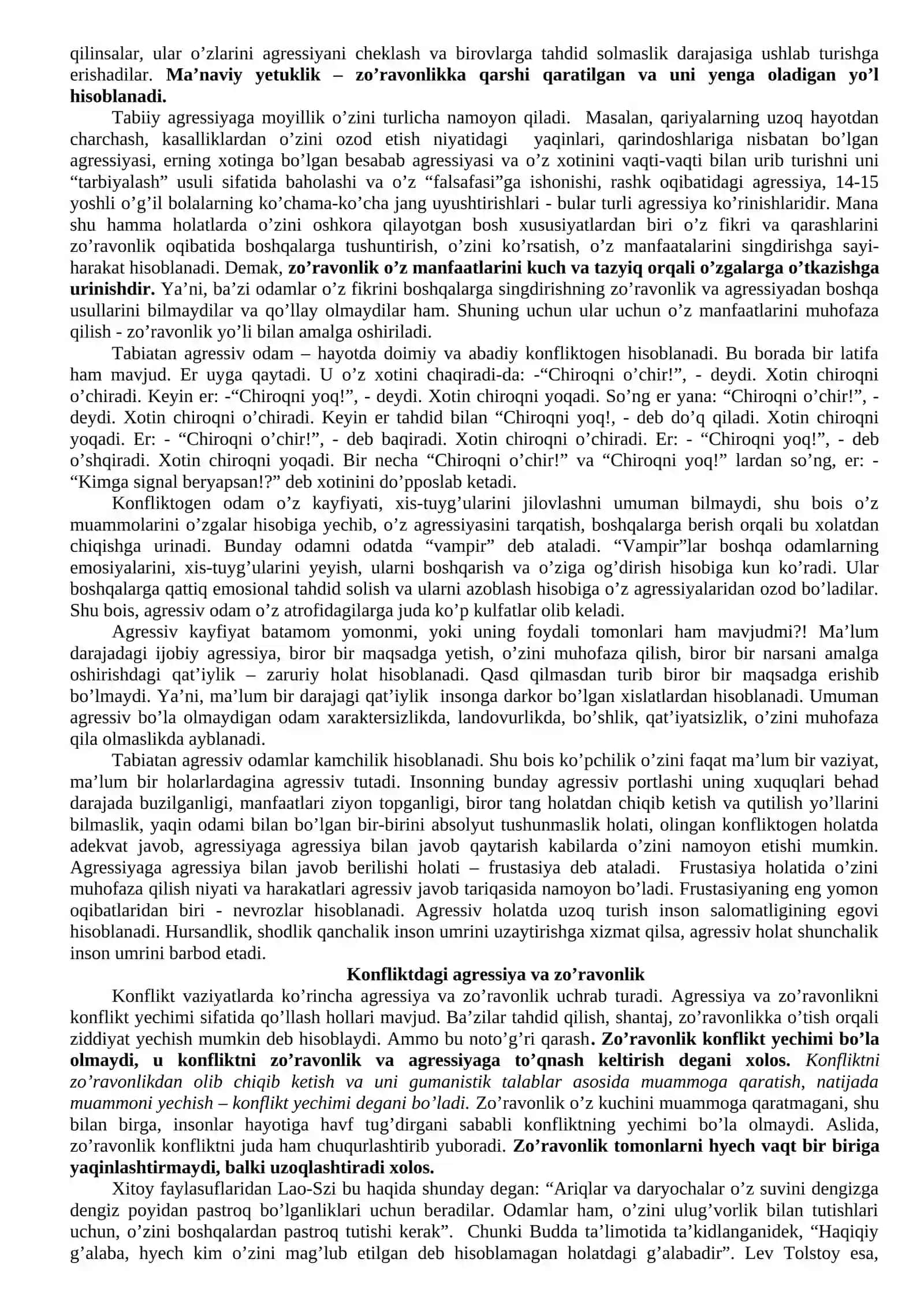 Agressiya va zo’ravonlik 2