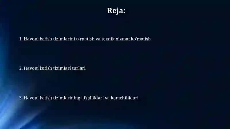 Havo bilan isitish tizimlari 2