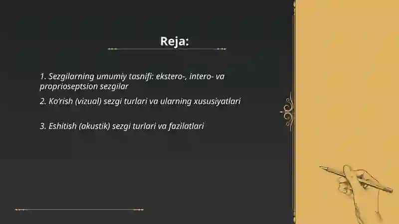 Sezgilarning tasnifi 2