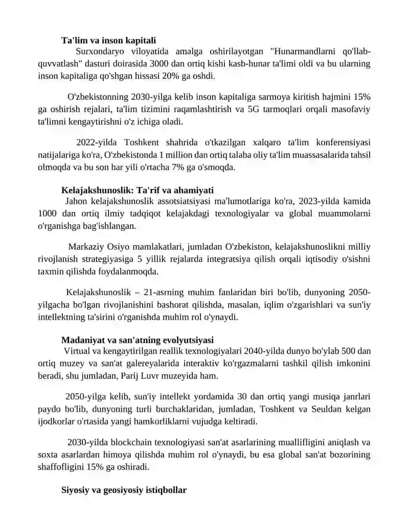 Futorologiya kelajak konturlari 2